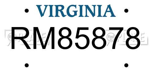 RM85878 Virginia License Plate