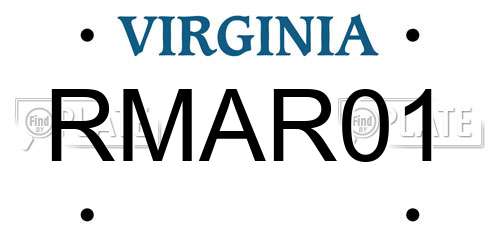RMAR01 Virginia License Plate