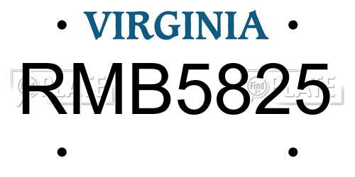 RMB5825 Virginia License Plate