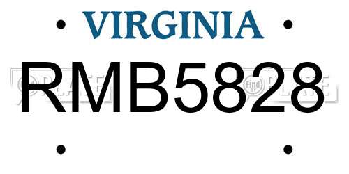 RMB5828 Virginia License Plate