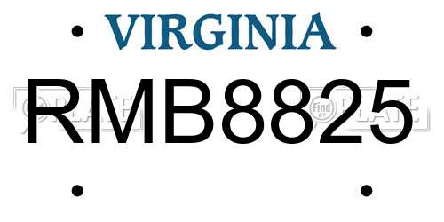 RMB8825 Virginia License Plate