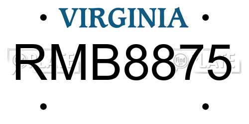 RMB8875 Virginia License Plate