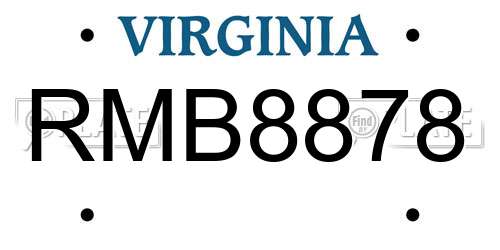 RMB8878 Virginia License Plate
