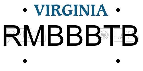 RMBBBTB Virginia License Plate