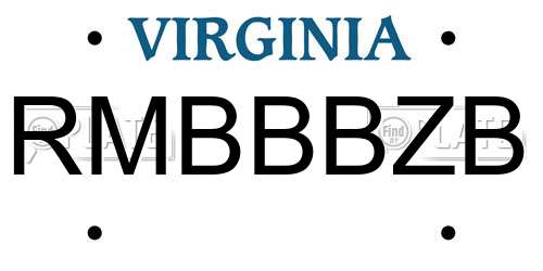 RMBBBZB Virginia License Plate