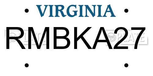 RMBKA27 Virginia License Plate