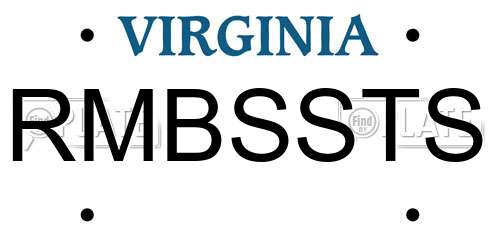 RMBSSTS Virginia License Plate