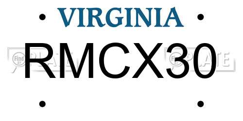 RMCX30 Virginia License Plate