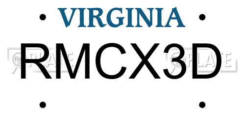RMCX3D Virginia License Plate