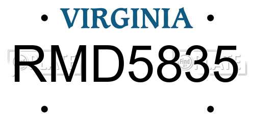 RMD5835 Virginia License Plate