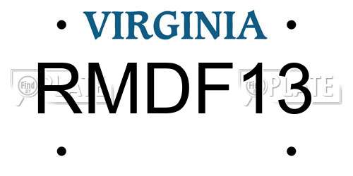 RMDF13 Virginia License Plate