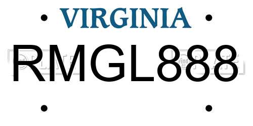RMGL888 Virginia License Plate