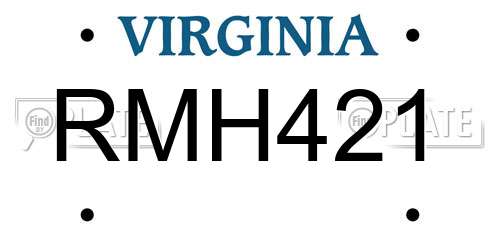 RMH421 Virginia License Plate