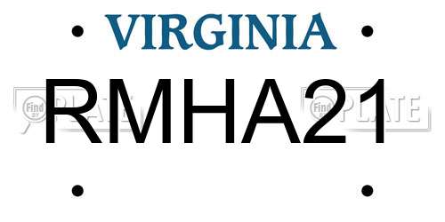 RMHA21 Virginia License Plate