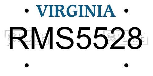 RMS5528 Virginia License Plate