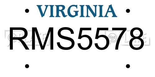 RMS5578 Virginia License Plate