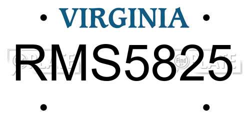 RMS5825 Virginia License Plate