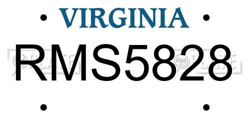 RMS5828 Virginia License Plate