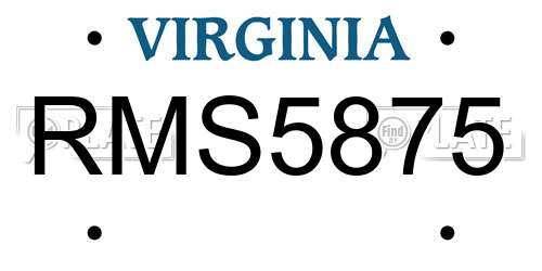 RMS5875 Virginia License Plate