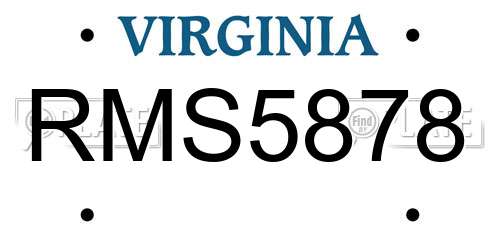RMS5878 Virginia License Plate