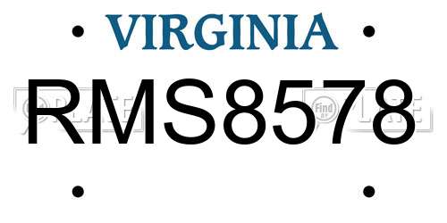 RMS8578 Virginia License Plate