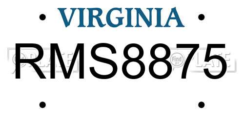 RMS8875 Virginia License Plate