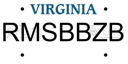 RMSBBZB Virginia License Plate