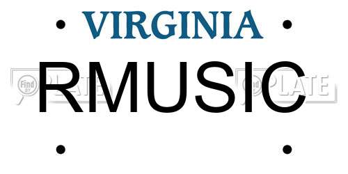 RMUSIC Virginia License Plate