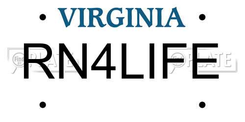 RN4LIFE Virginia License Plate