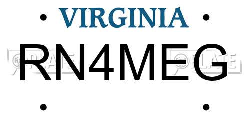 RN4MEG Virginia License Plate