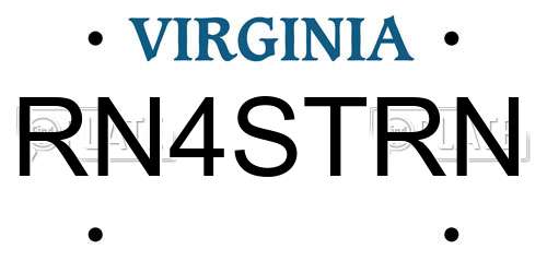 RN4STRN Virginia License Plate