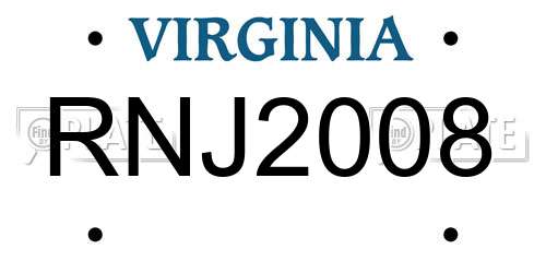 RNJ2008 Virginia License Plate