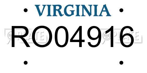RO04916 Virginia License Plate