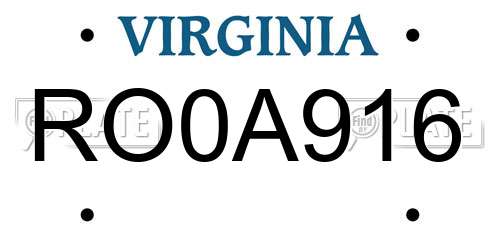 RO0A916 Virginia License Plate