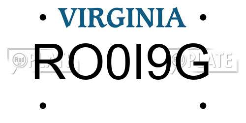 RO0I9G Virginia License Plate