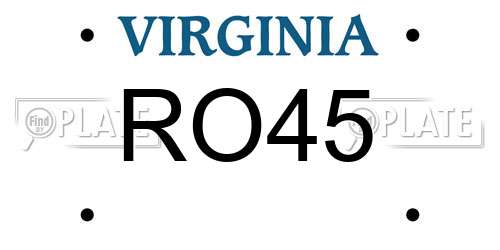 RO45 Virginia License Plate