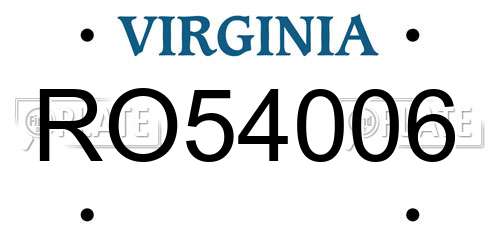 RO54006 Virginia License Plate