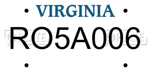 RO5A006 Virginia License Plate