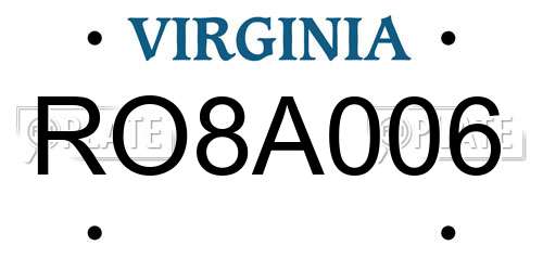 RO8A006 Virginia License Plate