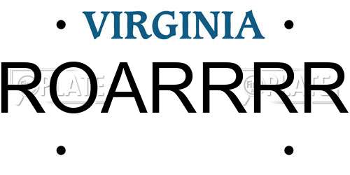 ROARRRR Virginia License Plate
