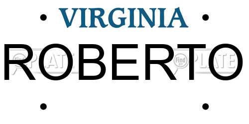 ROBERTO Virginia License Plate