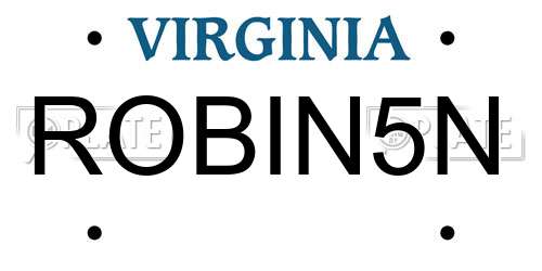 ROBIN5N Virginia License Plate