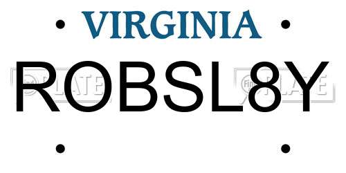 ROBSL8Y Virginia License Plate