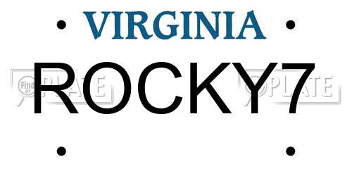 ROCKY7 Virginia License Plate
