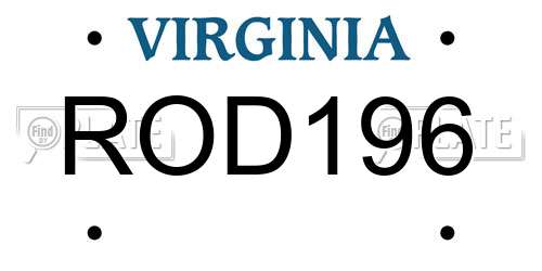 ROD196 Virginia License Plate