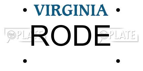 RODE Virginia License Plate