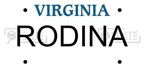 RODINA Virginia License Plate