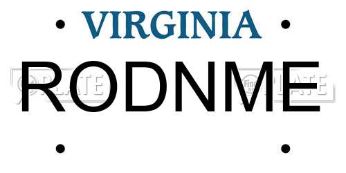 RODNME Virginia License Plate