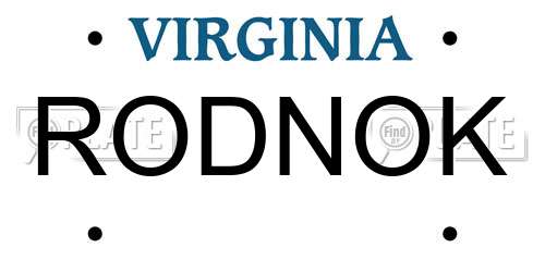 RODNOK Virginia License Plate
