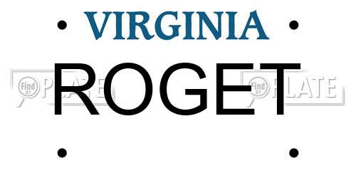 ROGET Virginia License Plate